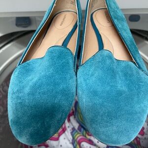 Lands' End Teal Suede Slip-On Loafers